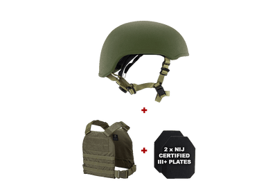 Bastion Ghost Helmet with Chase Tactical Plate Carrier and NIJ Certified Plates